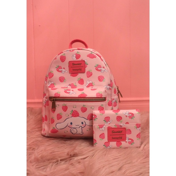 Loungefly Cinnamoroll Strawberry Backpack and Wallet Set - Picture 1 of 7